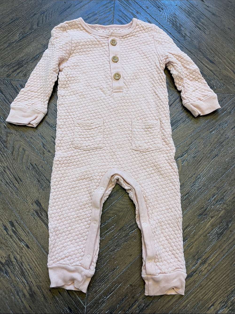 cloud island Pink Textured Baby Romper with Buttons
